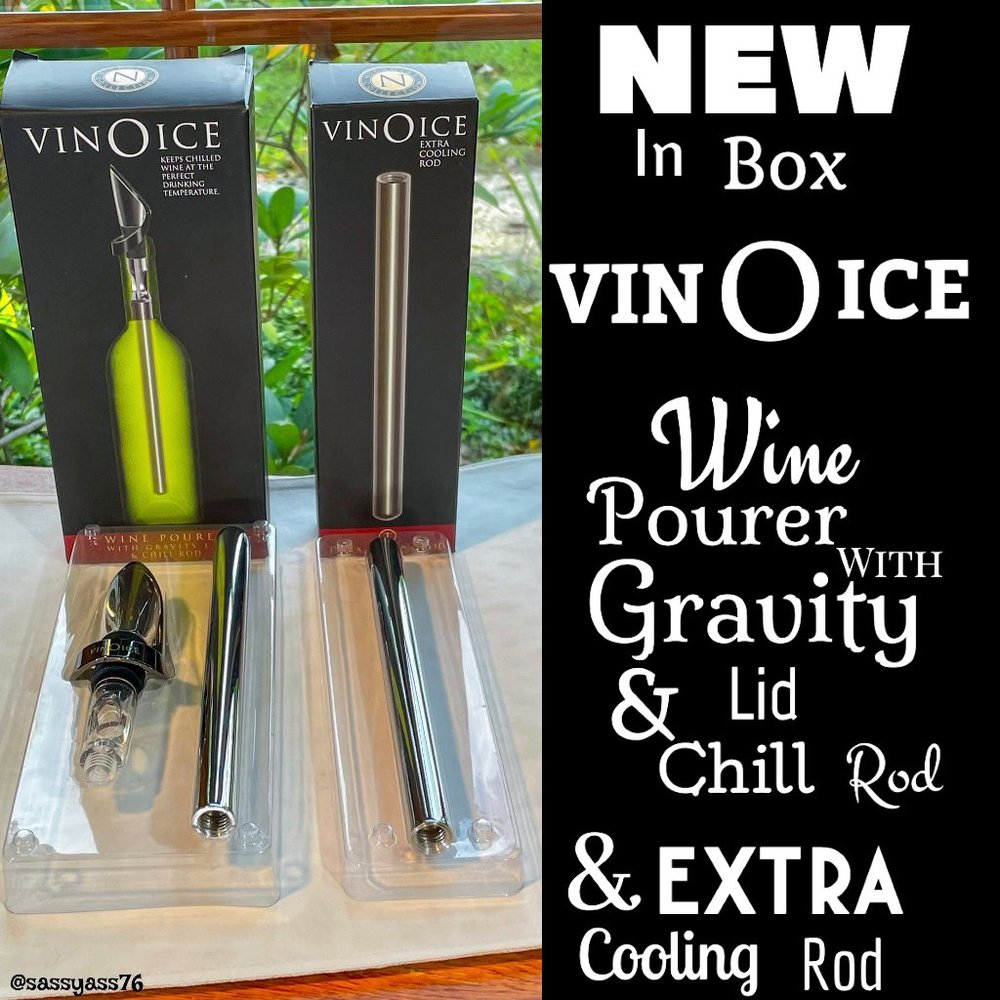 ▪️NWT▪️VINOICE▪️Wine Pourer with Gravity Lid & Chill Rod AND Extra Cooling Rod